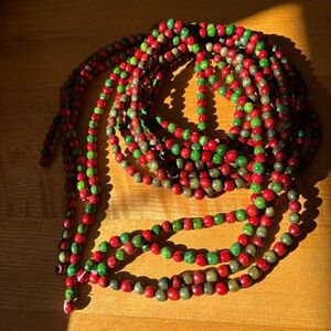 4pc Wooden Christmas Bead Garland Set Red Green 9ft Each Holiday Decor